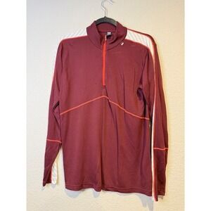 Helly Hansen Mens Pullover Quarter Zip Long Sleeve Maroon Athletic Shirt L/XL